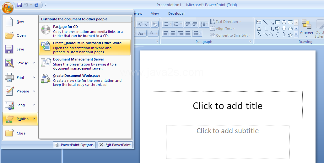 Create a Word Document from a PowerPoint Presentation