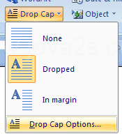 Then click Drop Cap Options.