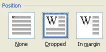 Then click a drop cap position.