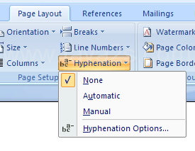 Then click the Hyphenation button