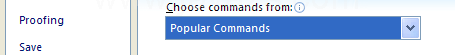 Then Click the Choose commands from list arrow