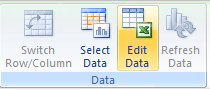 Then click the Edit Data button on the Design tab under Chart Tools.