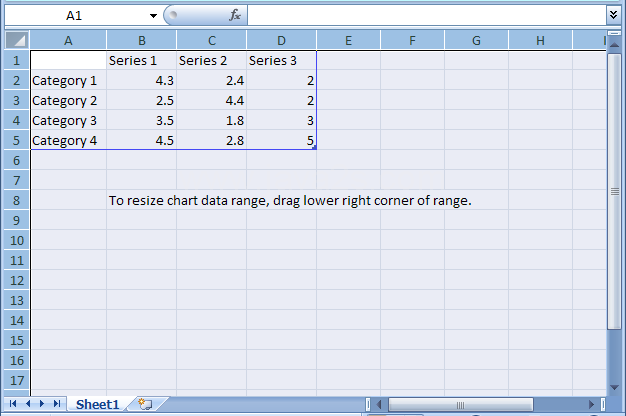 To delete the sample data, click the upper-left heading button to select all the cells