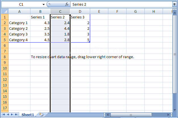 To select an entire row or column, click the row heading or column heading button.