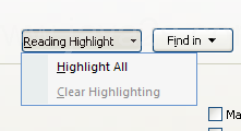 To highlight located items, click Reading Highlight