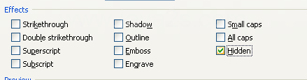Select the Hidden check box.