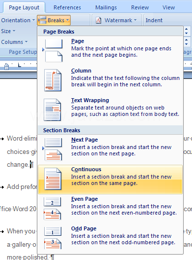 How to combine single- and two-column formats on the same page 