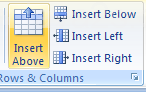 To insert above, click the 'Insert Above'