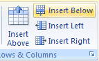 To insert below, click 'Insert Below'