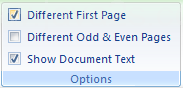 Then click to select the Different First Page check box to create a unique header or footer for the first page