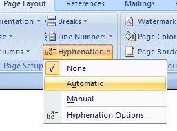 Automatic: Inserts a hyphen in a word when necessary.