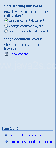 Click a starting document option (such as Use The Current Document).