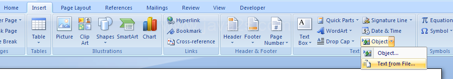 Link a file in Word