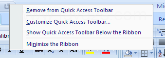 Right Click the Quick Access Toolbar