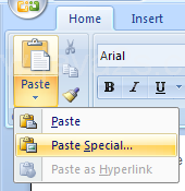 Paste Special: a more complete set of paste options
