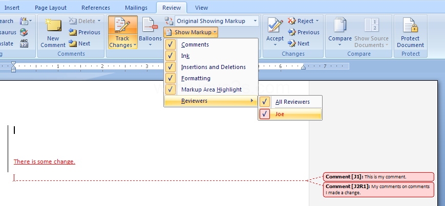 Printing a Document with Track Changes