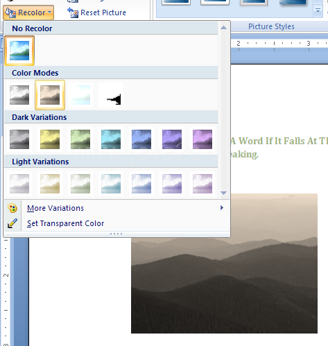 Click an option in 'Color Modes' to apply a color type: