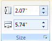 Then specify the height and width settings in the Size group.