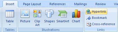 Click the Hyperlink button.