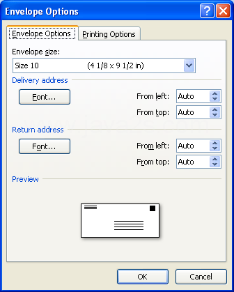 Then select the envelope options