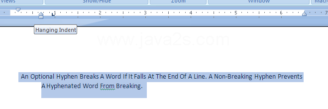 To change the indent of the second and subsequent lines, drag the Hanging Indent marker.