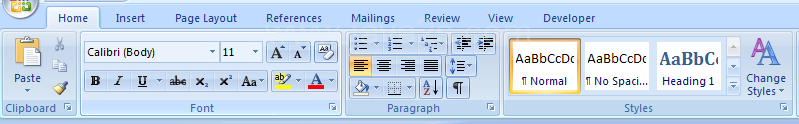 The first type is called a standard tab: Home, Insert, Review, View, and Add-Ins.