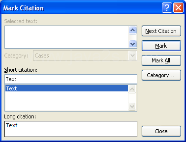 You can choose a short and long citation form by editing the text in the corresponding text fields.