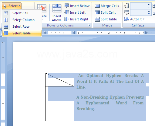 Then click Select Table.
