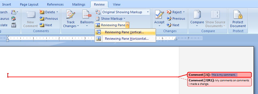 Use the Reviewing Pane to work with comments