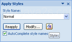 Then click the Styles button to display the Styles list