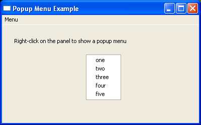 Create popup menu