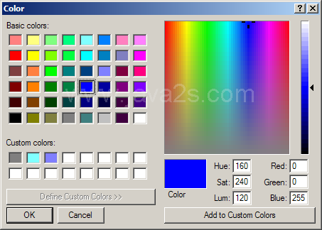 Set ColorDialog properties