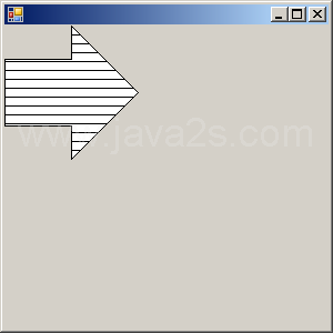 Use HatchBrush with HatchStyle.Horizontal to draw an arrow