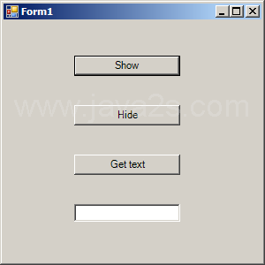 Form: show, hide and get data from