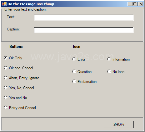 Create MessageBox dynamically