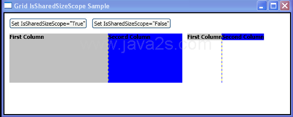 Use the IsSharedSizeScope attached property of the Grid element